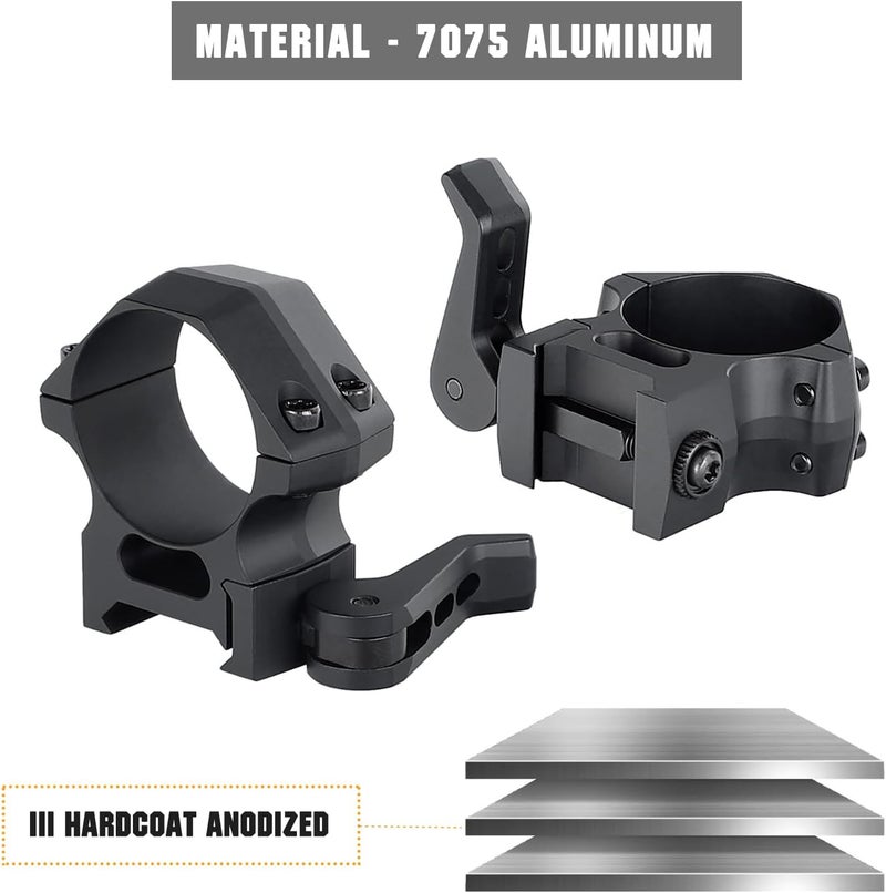 ohhunt 30mm Scope Rings Quick Detach Scope Rings 30mm Low | Medium | High Profile QD 30 mm Scope Rings 7075 Series Aluminum - Image 2